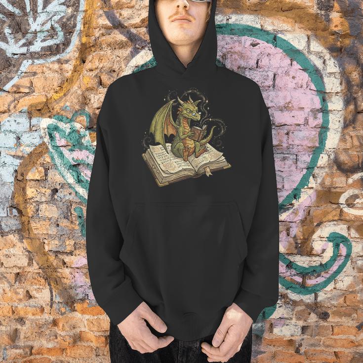 Dragon Bookworm Reading Fantasy Book Graphic Art Men Hoodie Dragon Bookworm Reading Fantasy Book Graphic Art Men Hoodie