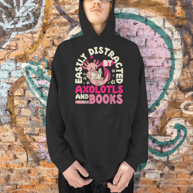 Easily Distracted By Axolotls And Books Cute Animal Lover Men Hoodie Easily Distracted By Axolotls And Books Cute Animal Lover Men Hoodie