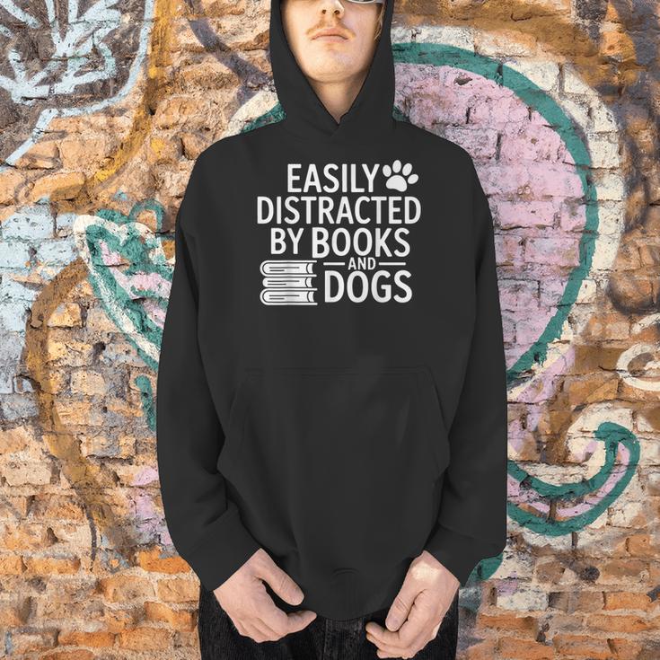 Easily Distracted By Books And Dogs Dog Parent Bibliophile Men Hoodie Easily Distracted By Books And Dogs Dog Parent Bibliophile Men Hoodie