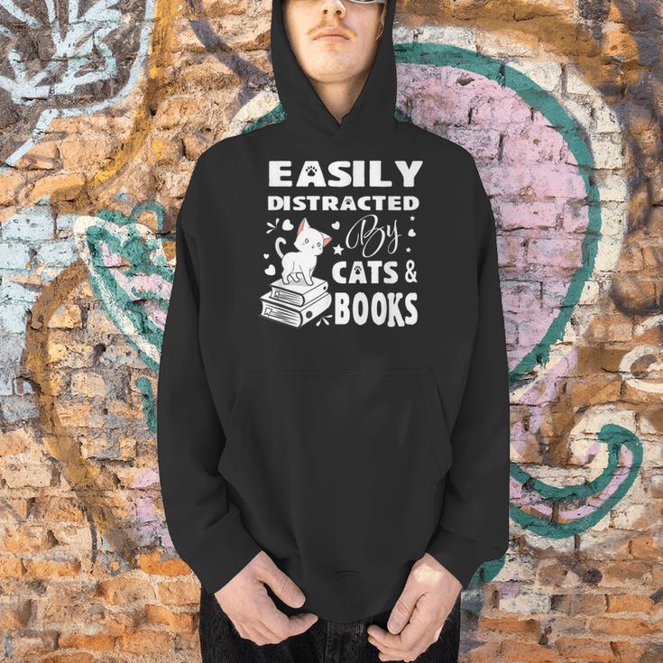 Easily Distracted By Cats And Books Books Cat Book Lover Men Hoodie Easily Distracted By Cats And Books Books Cat Book Lover Men Hoodie