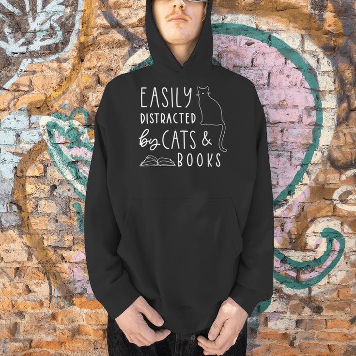 Easily Distracted Cats And Books For Cat Lovers For Men Women Kids Men Hoodie Easily Distracted Cats And Books For Cat Lovers For Men Women Kids Men Hoodie