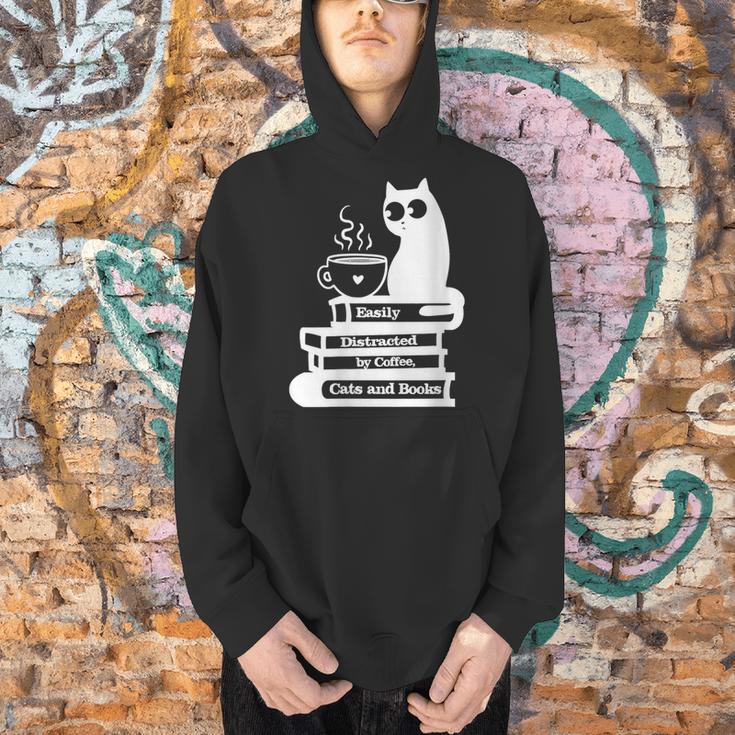 Easily Distracted Cats Coffee And Books Men Hoodie Easily Distracted Cats Coffee And Books Men Hoodie