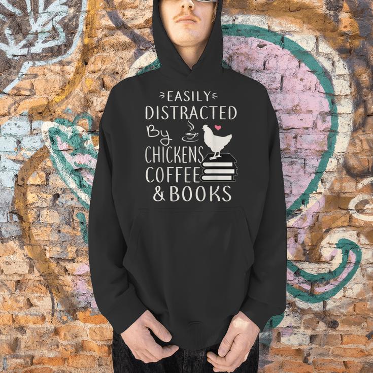 Easily Distracted By Chickens And Coffee And Books Men Hoodie Easily Distracted By Chickens And Coffee And Books Men Hoodie