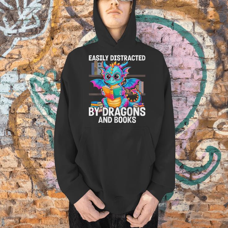 Easily Distracted By Dragons And Books Men Hoodie