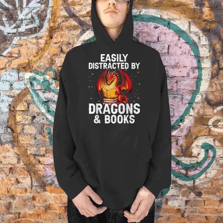 Easily Distracted By Dragons And Books Reading Men Hoodie
