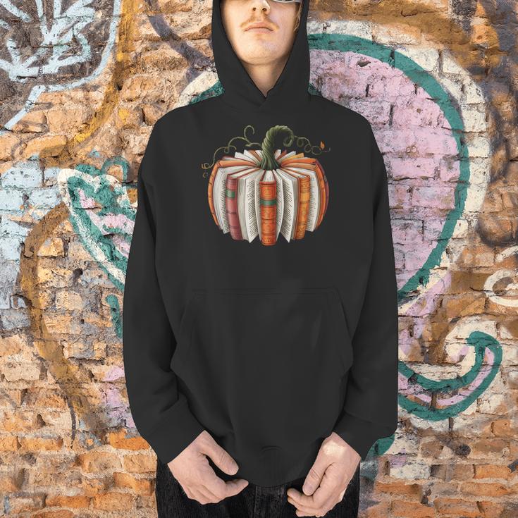 Fall Book Pumpkin Retro Reading Halloween Teacher Men Hoodie