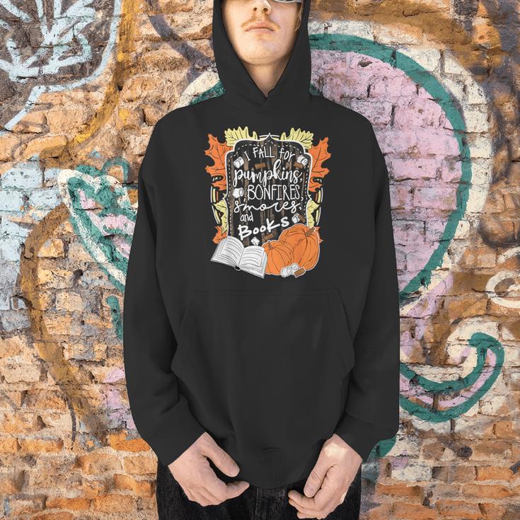 I Fall For Pumpkins Bonfires S'Mores Books Halloween Reader Men Hoodie