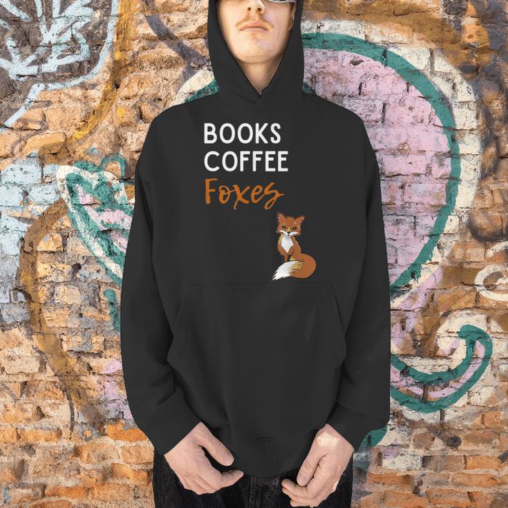 Fox Books Coffee Foxes Women Fox Graphic Cute Fox Lovers Men Hoodie