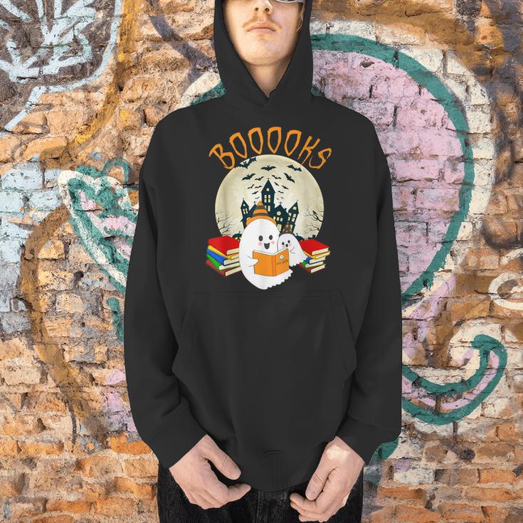 Ghost Book Reading Halloween Booooks Teacher Men Hoodie