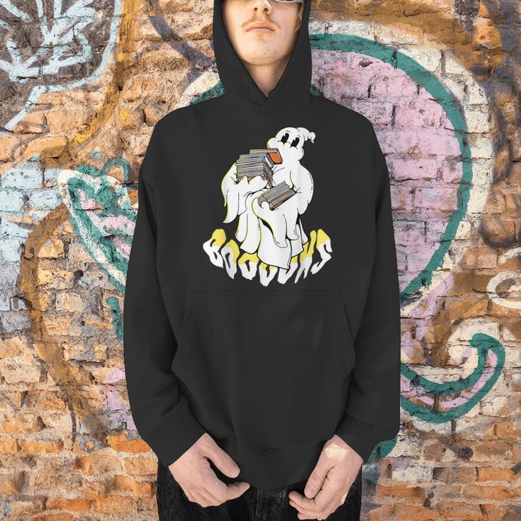 Halloween Books Cute Ghost Reading Booooks Teacher Men Hoodie