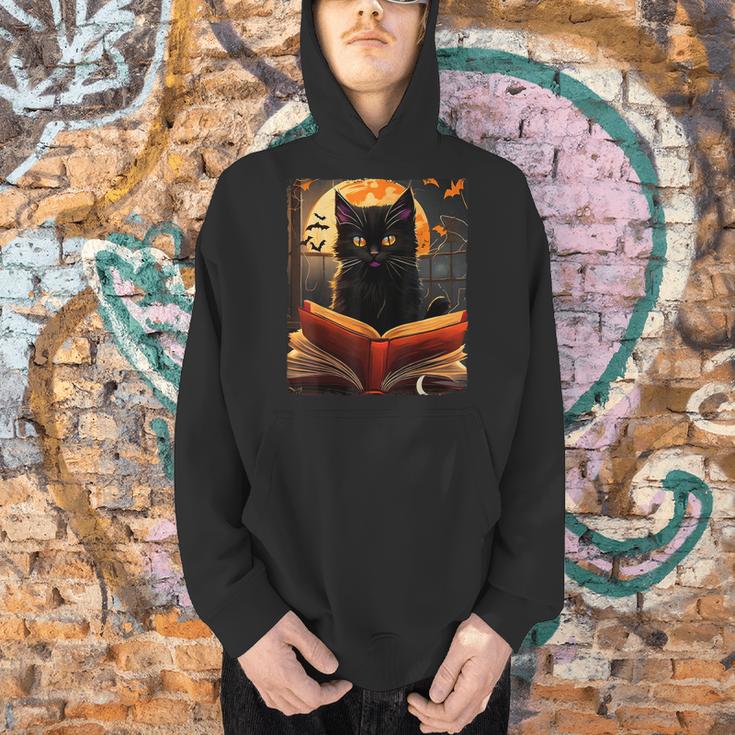 Halloween Cat Reading Books Spooky Cat Reader Teachers For Men Women Kids Men Hoodie Halloween Cat Reading Books Spooky Cat Reader Teachers For Men Women Kids Men Hoodie