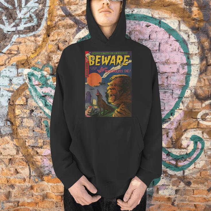 Halloween Horror Vintage Werewolf Comic Book Retro Men Hoodie