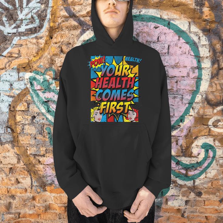 Your Health Comes First Pop Art Comic Book Halftone Retro Men Hoodie