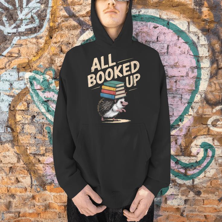 Hedgehog Book Lovers All Booked UP Retro Men Hoodie
