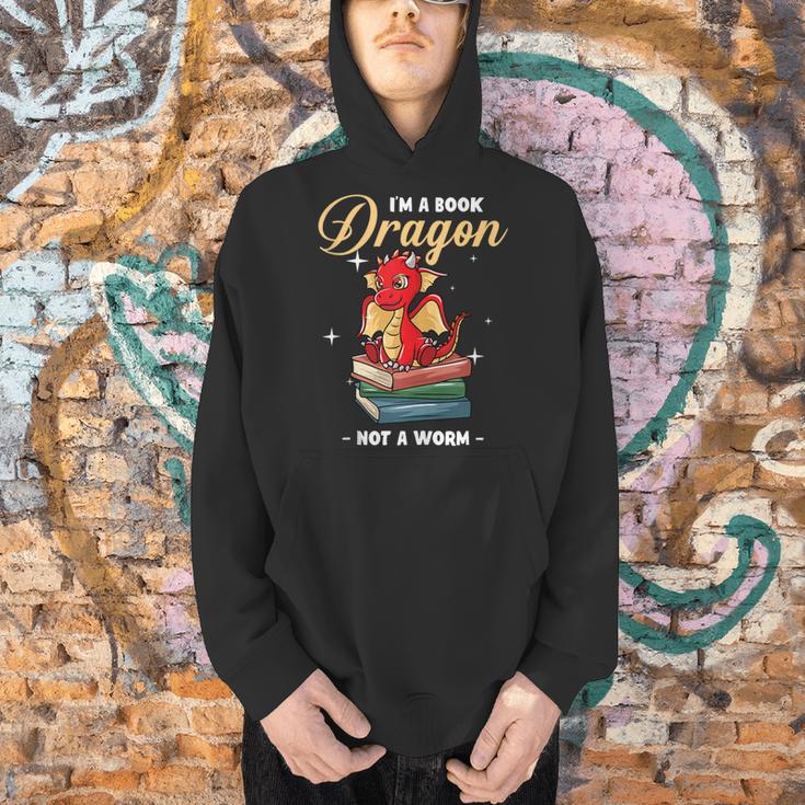 I'm A Book Dragon Not A Worm Reading Library Reader Bookworm Men Hoodie