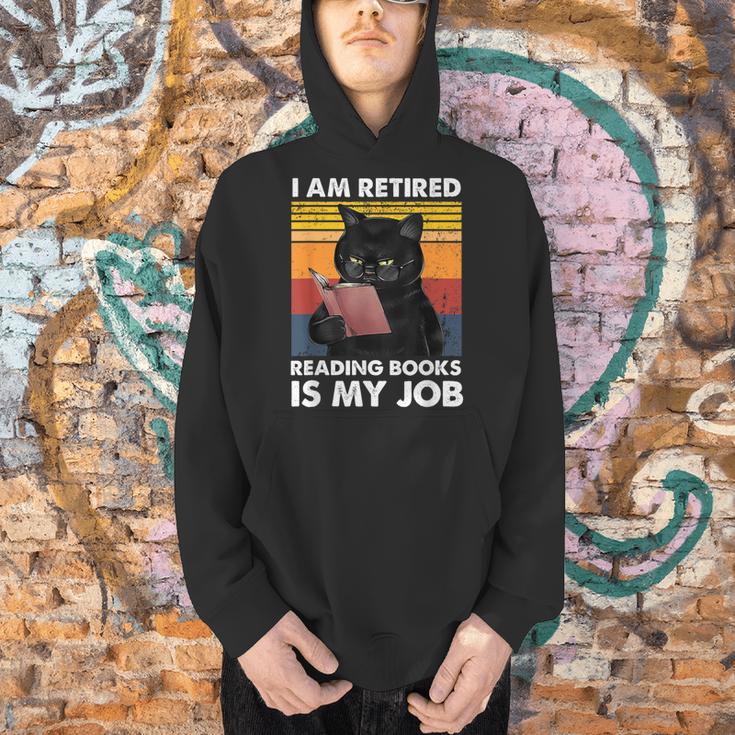 I'm Retired Reading Books Is My Job Cat Reader Men Hoodie