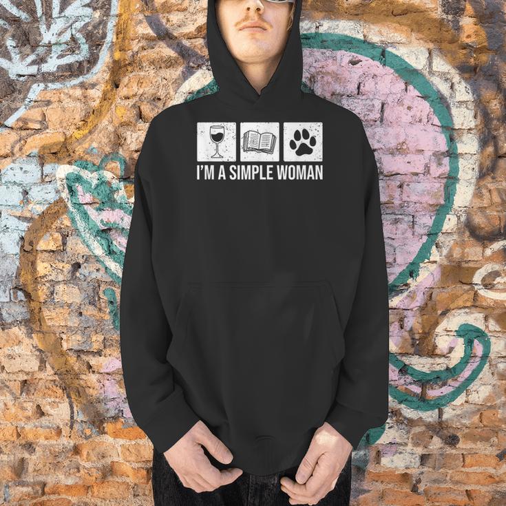 I'm A Simple Woman Wine Books & Dogs Reading Lover Men Hoodie