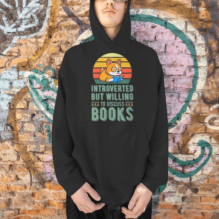 Introverted But Willing To Discuss Books Cute Literary Dog For Men Women Men Hoodie