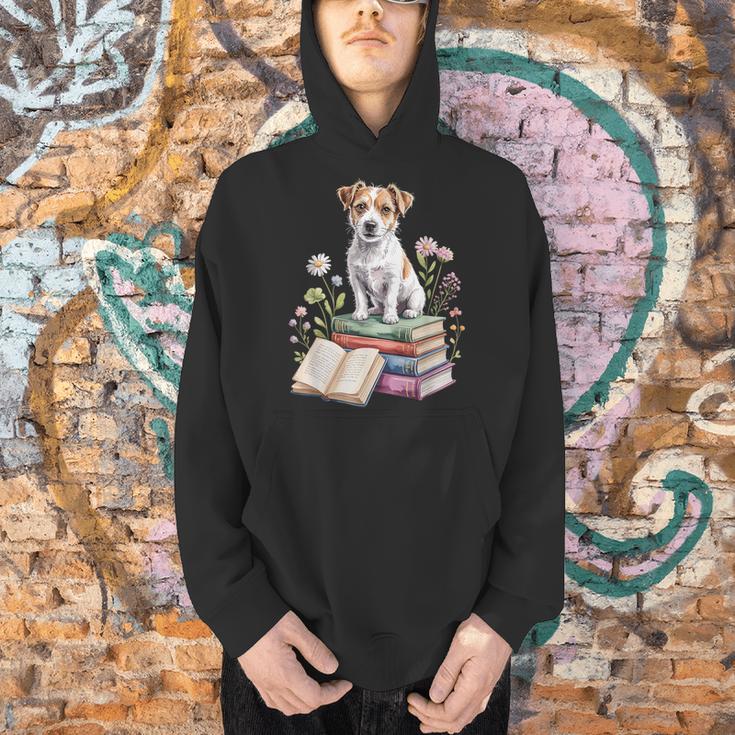 Jack Russell Terrier Bookworm Flowers Book Reading Books Men Hoodie