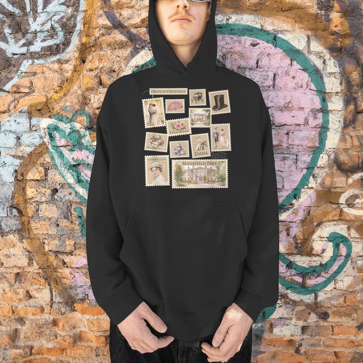 Jane Austen Book Classic Literature Stamp Collage Men Hoodie