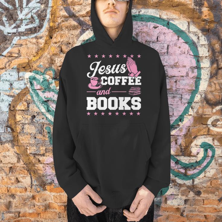 Jesus Coffee And Books Christian Reading Literary Men Hoodie