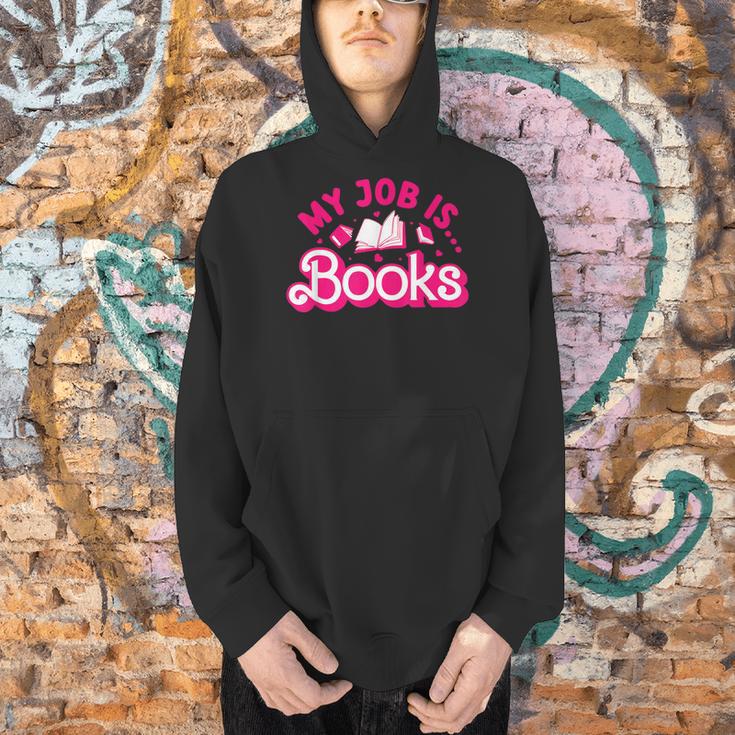 My Job Is Books Pink Retro Book Lovers Women Librarian Men Hoodie