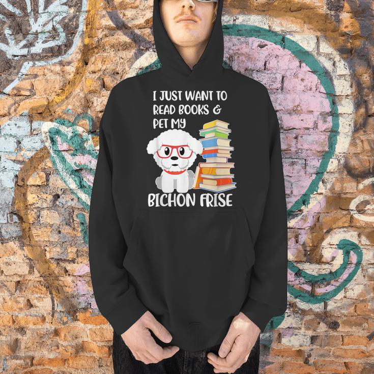 I Just Want To Read Books And Pet My Bichon Frise Dog Men Hoodie