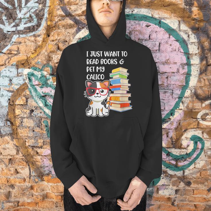 I Just Want To Read Books And Pet My Calico Kitty Cat Men Hoodie I Just Want To Read Books And Pet My Calico Kitty Cat Men Hoodie