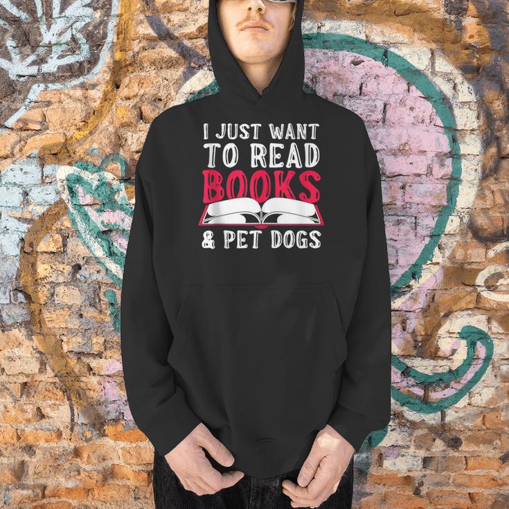 I Just Want To Read Books And Pet Dogs Cute Animal Reading Men Hoodie