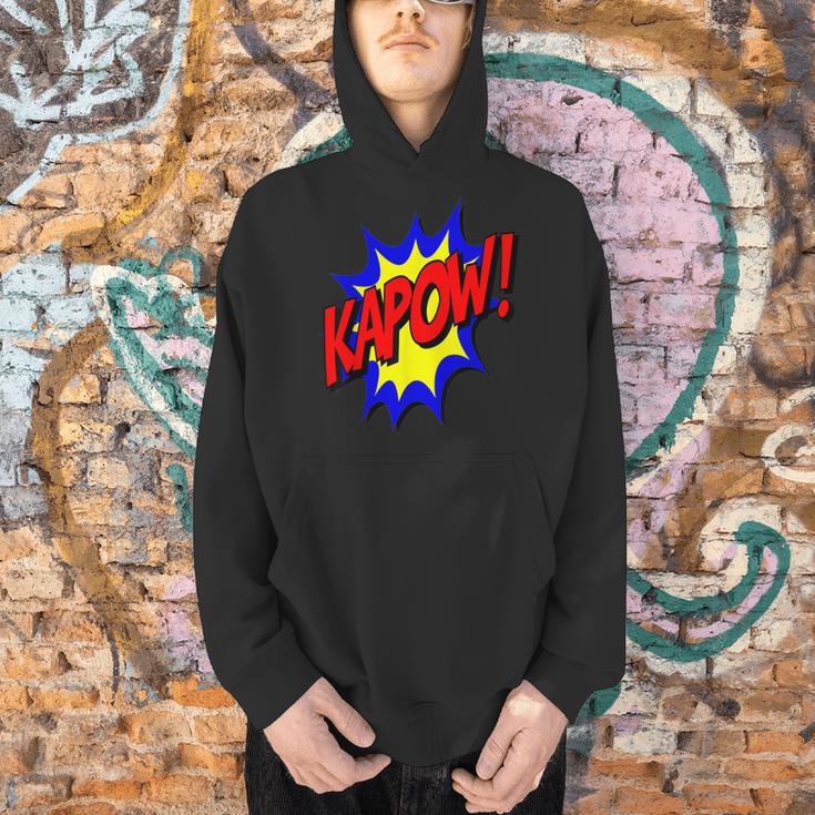 KAPOW Action Super Hero Retro Comic Book Bubble Superhero Men Hoodie