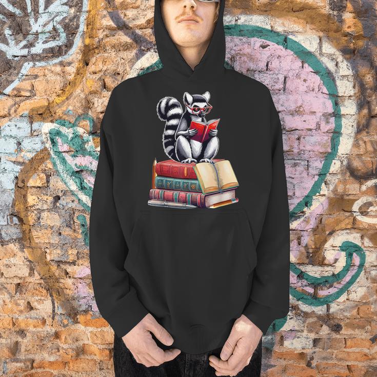 Lemur Reading Books Matching Bookworm Readers Librarian Men Hoodie