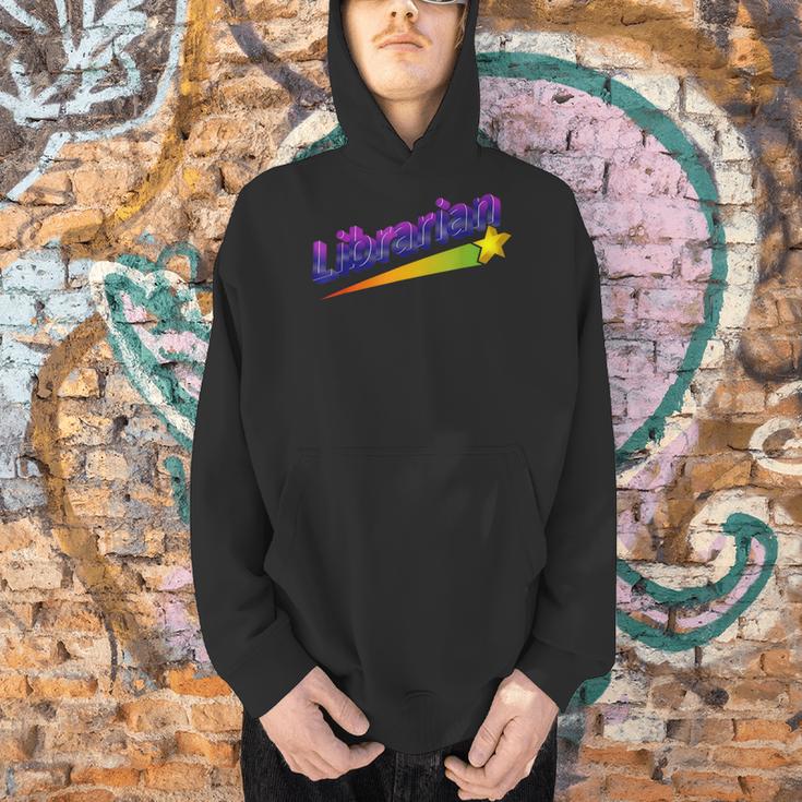 Librarian Books Retro 80s Style Reading Book Lover Men Hoodie