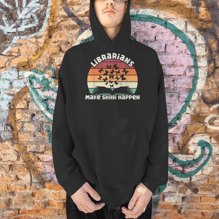 Librarians Make Shhh Happen Open Book Librarian Men Hoodie