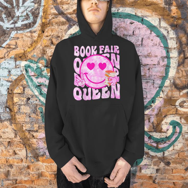 Library Book Fair Queen Vibe Groovy Tie Dye School Reading Men Hoodie