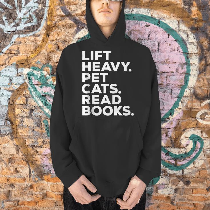 Lift Heavy Pet Cats Read Books Gym Workout Weight Lifter Men Hoodie