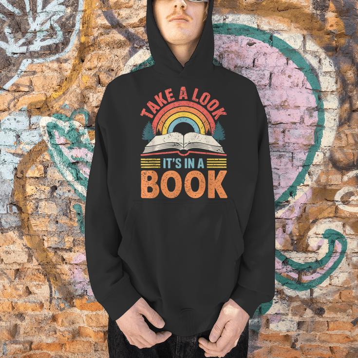Take A Look It's In A Book Retro Reading Book Lover Men Hoodie