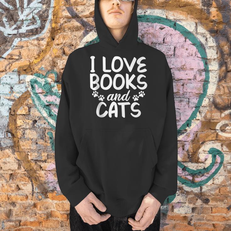 I Love Books And Cats Book Lover Men Hoodie I Love Books And Cats Book Lover Men Hoodie