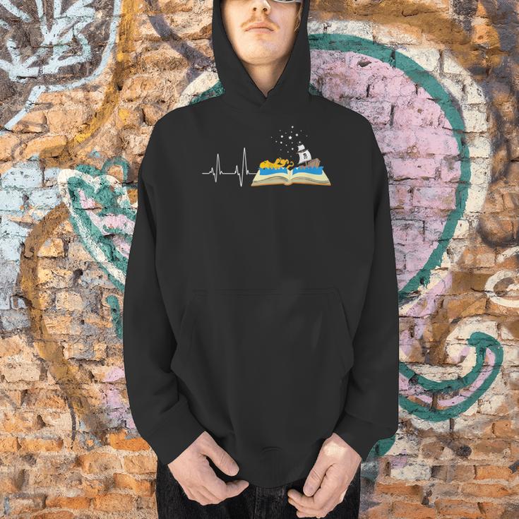 Love Books Heartbeat Reading Book Bibliophile Avid Reader Men Hoodie