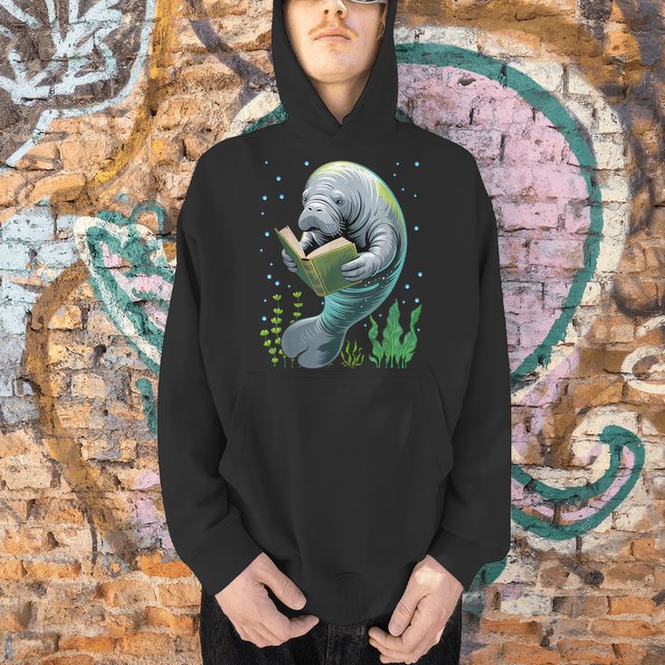 Manatee Reading Book Matching Bookworm Librarian Books Lover Men Hoodie
