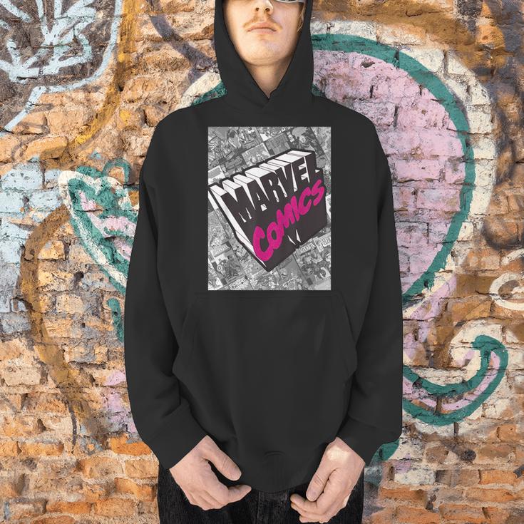 Marvel Comics Logo Comic Book Fill Panel Men Hoodie