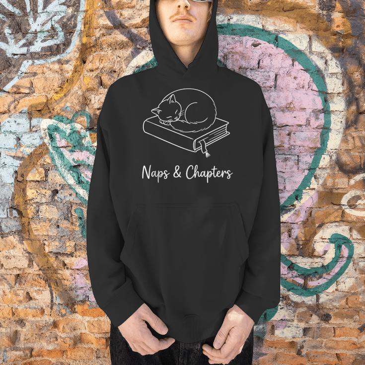 Naps And Chapters Sleeping Cat On Book Line Art Men Hoodie