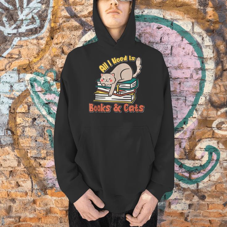 All I Need Is Books And Cats Book Lover Cat Lover Men Hoodie