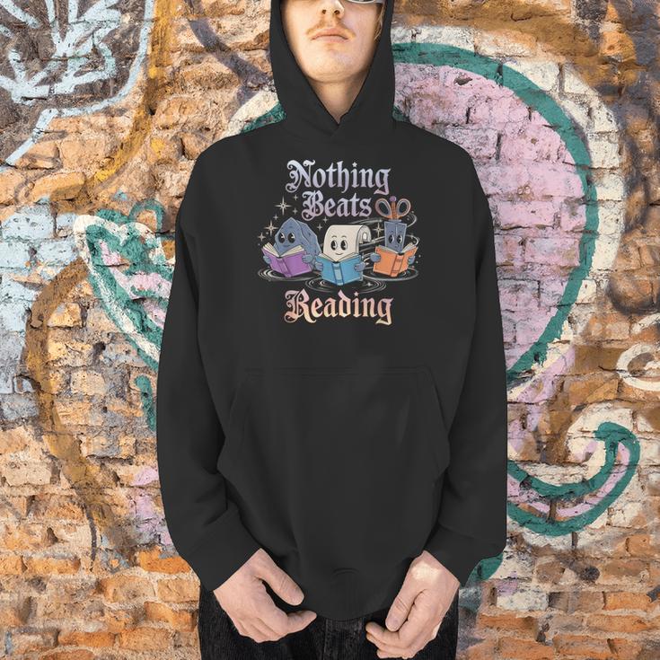 Nothing Beats Reading Book Librarian Rock Paper Scissors Men Hoodie