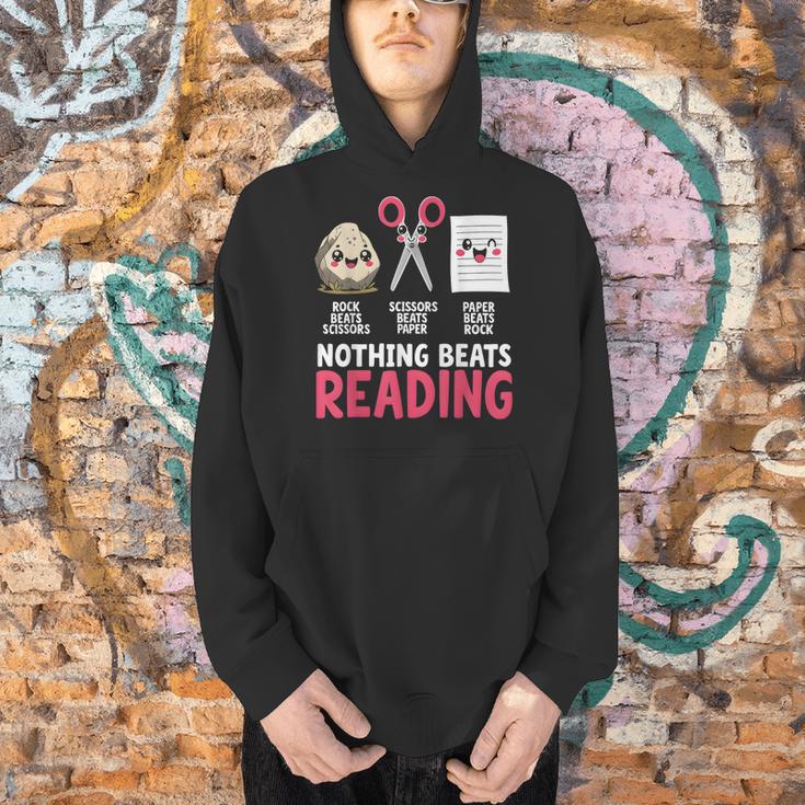 Nothing Beats Reading Rock Paper Scissors Book Lover Library Men Hoodie