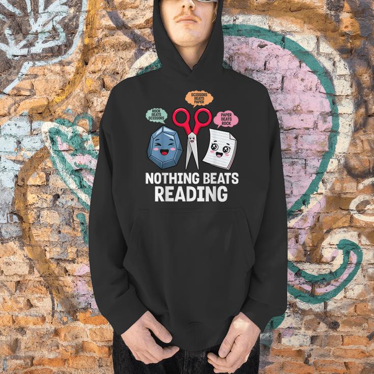 Nothing Beats Reading Rock Paper Scissors Book Lover Men Hoodie