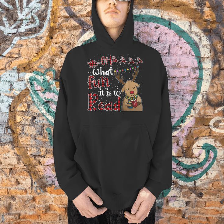 Oh What Fun It Is To Read Christmas Cute Reindeer Read Books Men Hoodie