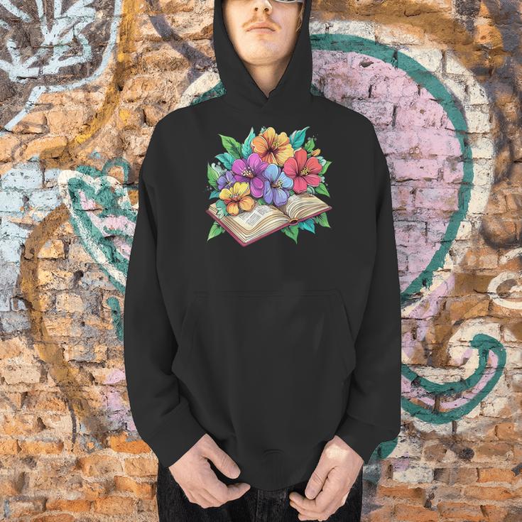 Open Book With Colorful Hibiscus Flowers Bloom Men Hoodie Open Book With Colorful Hibiscus Flowers Bloom Men Hoodie