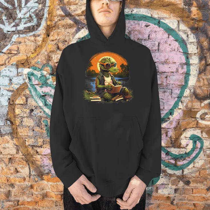 Outdoors Alligator Reading Book Men Hoodie Outdoors Alligator Reading Book Men Hoodie