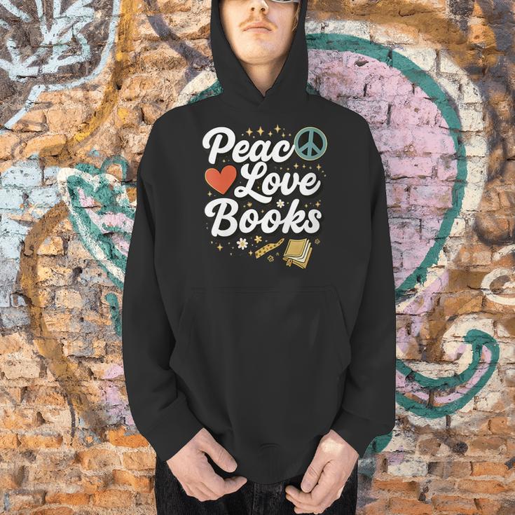 Peace Love Books Cute Retro Reading Graphic Men Hoodie