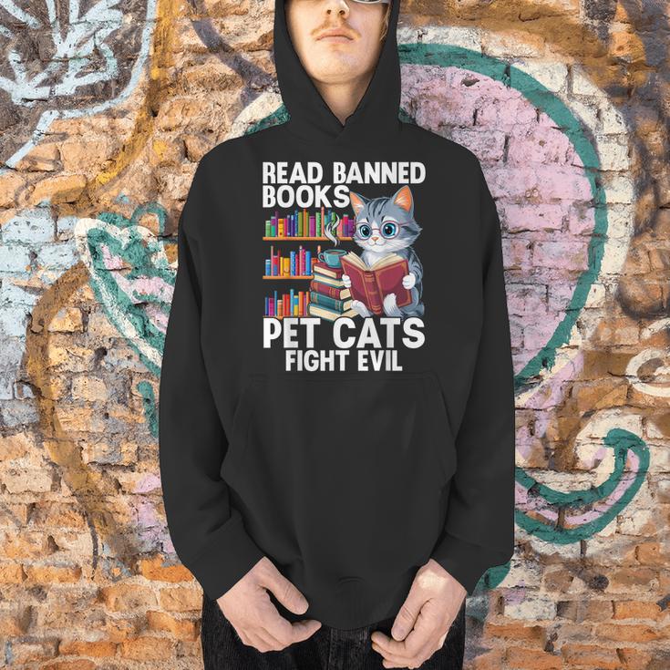Pet Cats Fight Evil Read Banned Books Men Hoodie